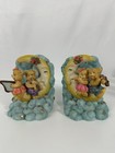 Rare Super Cute Vintage Teddy Bear Crescent Moon And Stars Bookends