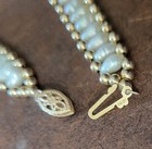 Vintage 14k Gold Freshwater Pearl Strand Necklace 15  Filigree Clasp Choker