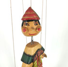 Vintage Pinocchio Marionette Handpainted 11 In Wood Paper Mache Folk Art Style