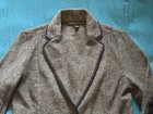 Brooks Brothers Blazer Womens Medium Gray Wool Knit Elbow Patch Jacket Preppy