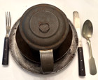 An Original Civil War Mess Set   A Tin Plate  Covered Tin Cup  Bowl   Utensils 