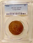 1842 Braided Hair Cent   large Date  N 3 R-3 - Pcgs Au-55 - Very Pretty Coin