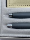 Cross Atx Matte Gray Ballpoint Pen Mechanical Pencil Set Box Leather Sleeve New