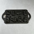 Rare Vintage Cast Iron Teddy Bear Muffin Baking Mold tray pan Cookware Taiwan