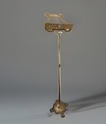 Vintage Heavy Brass Harp Music Stand Lyre Shaped Footed Telescoping 38 -51 