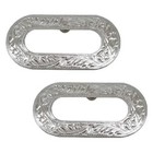 New 2 Pack Silver Engraved Western Saddle Strap Trim Plate W  Chicago Screws