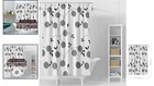 72  Waterproof Peva Shower Curtain Liner - Elegant Black   White Floral Design
