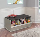 Three-bin Stackable Storage Cubby     Woodgrain Gray  Expandable Storage With T   