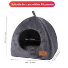 Cozy Plush Cat Cave Bed  Gray  Indoor -warming Enclosed Pet House With Non-sl   