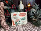 Old Primitive Shabby Retro Vintage Store Style Christmas Santa Candy Canes  Sign