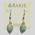 New Barse Earrings Sterling Porcelain Dangle Accent Stones Barse Earring Card