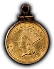 1874  1 Indian Princess Head Gold Dollar In Bezel -type 3 - Luster - Au - G5353