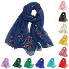 4 Pcs Embroidered Chiffon Scarves Women Muslim Hijabs Headscarves Wraps Shawls