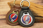 New Rare Vintage 1970s Grateful Dead Skull Car Leather Key Chain Ring Fob Nos