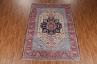 Antique Look Heriz Serapi Turkish 7 x10  Area Rug Hand-knotted Geometric Carpet