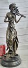 Handcrafted Bronze Sculpture Sale Player Violin Deco Real Patina Special Figure
