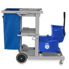 Commercial Janitorial Housekeeping Cart And 26 Qt  Mop Bucket With Wringer  Blue