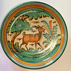 Vtg Spanish Ceramic De La Cal Barreira Puente Hand Painted Antelope Bowl 7 5 8