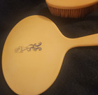 1920s Antique Art Deco French Ivory Celluloid Vanity Set Mirror Hairbrush Powder
