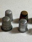 Lot Of 10 Vintage Sewing Thimbles Decorative Mix Metal Plastic Porcelain