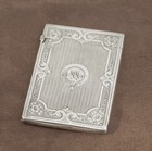 Antique Victorian Sterling Silver Card Case Engine Turned Original Fitted Case