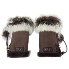 Auth Ugg - Dark Brown White Mouton Fur Women s Gloves