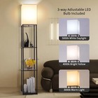 Floor Lamp With Bookcase  Modern Square Standing Lamp  3 Color Temperature Bulb