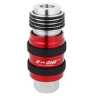 Universal 5-in-1 Quick Connect Air Coupler  1 4  Female Npt  Safety Exhaust  Red