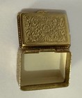 Vintage Micro Mosaic Box Italy 60s Gold Brass Colored Metal Trinket Box Pill