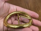 Vtg     Dutch Gold     Shiny Gold Tone Brass Metal Oval Belt Buckle 1 5    Belt Width