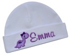 Personalized 100  Cotton Baby Hat With Custom Embroidered Name And Dinosaur
