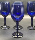 Set Of 4 Libbey Vintage Cobalt Blue Water Wine Goblets Classic 2 Available