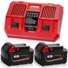 2 Pack 18v 8 0 Ah Battery And 2-port Charger Kit For Milwaukee M-18 4811-1862