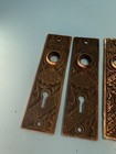 5 Antique Ornate Victorian Cast Iron Passage Door Plate Branford Oriental  4860