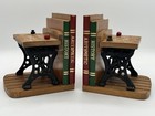Enesco 1970 s Vintage Wooden cast Iron School Daze Bookends