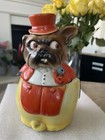 Porcelain Art Deco Old English Victorian Bulldog Sugar Container Signed Foreign