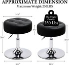 Genuine Leather Swivel Cosmetic Chair  Height Adjustable Cosmetic Stool  Black