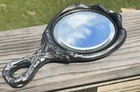 Art Nouveau Beveled Hand Mirror Rose Floral  Moose  War   Boudior Vanity Decor