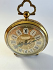 Vintage Phinney Walker Travel Alarm Clock West Germany Goldtone Wind Up