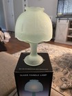 Vintage Green Frosted Glass Fairy Lamp Candleholder Winter Snowflake Pattern Nib
