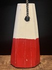 Vintage Wooden Lobster Buoy Painted Red   White - Nautical Home Decor 11 75   
