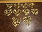 Lot Of 10 Hearts W Flower France Vintage 60s Brass Stampings Findings Jewelry 
