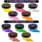 Edible Glitter - 10 Colors Luster Dust Edible Set For Drinks  Food Grade Edible