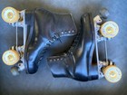 Vtg Riedell Black Roller Skates Men Sz 6 5 With Snyder Plates   Roll Line Wheels