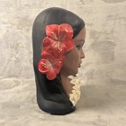 Holland Mold Ceramic Hawaiian Woman Bust Hibiscus Lei Hand Painted Vintage 10 
