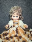 Vintage Crafting Doll In Homemade Crochet   Lace Dress