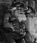 Thomas Nast Santa Claus Smoking Pipe By Fireplace Cats Dog Toys Merry Christmas