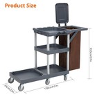 Heavy Duty Janitorial Cleaning Cart On Wheels  3 Shelves With Cover   Vinyl Bag