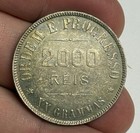 Toned Au 1906 Brazil 2000 Reis Silver Coin  all Original    Almost Uncirculated