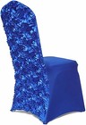 Royal Blue Satin Rosette Spandex Stretchable Banquet Chair Cover Wedding